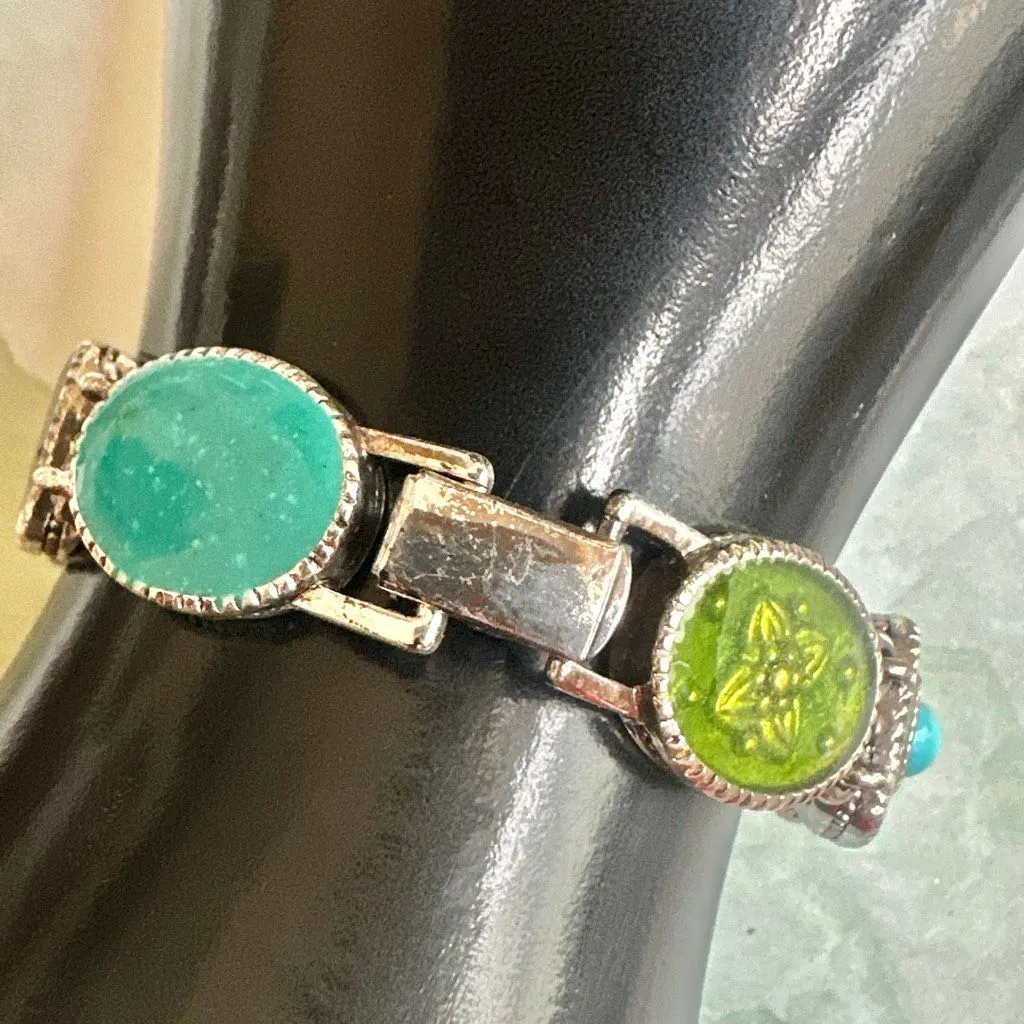 Liz Claiborne Enamel & Faux Turquoise Link Bracelet - Image 4