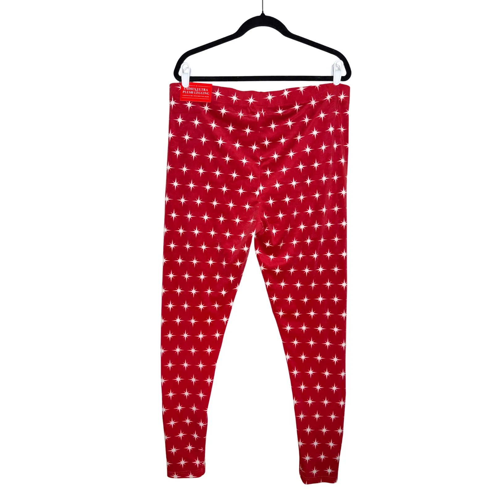 Merry Moments Christmas Star Print Ultra Plush Leggings XL Cozy Holiday Lounge Red - Image 7