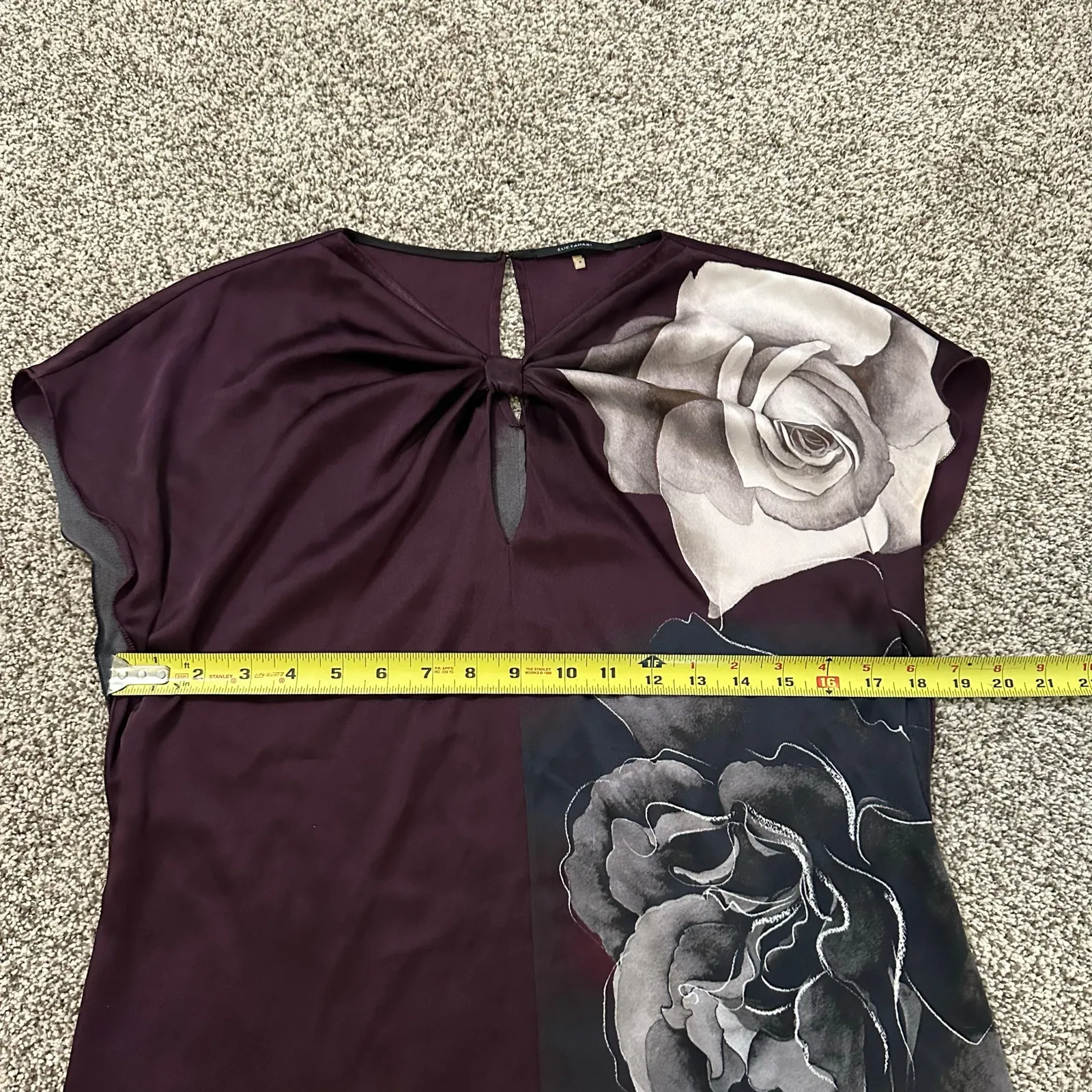 Elie Tahari purple, black & white silk sleeveless top size S - Image 11