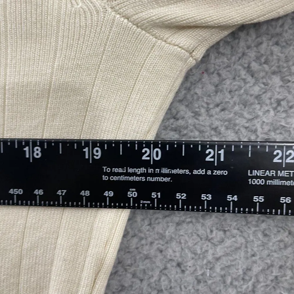 Linda Matthews Women L Cream Ribbed Belted Scoop Neck‎ Sweater NWOT Size L - Image 7