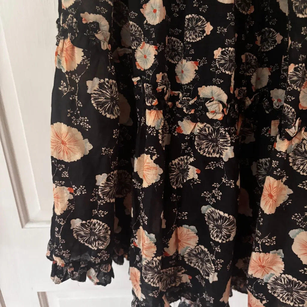 Ulla‎ Johnson Tulia Floral Midi Skirt Noir Floral Print Size 12 Ruffle Layered - Image 10