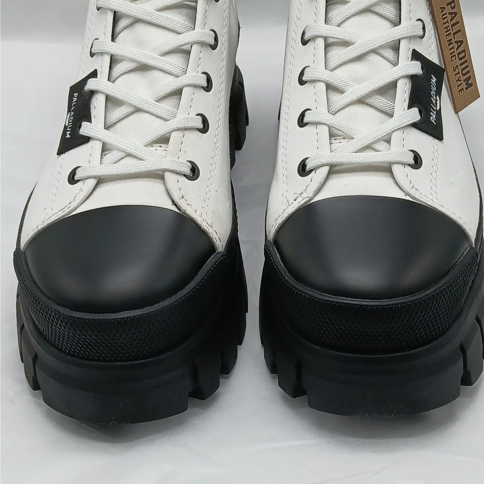 Palladium Revolt Hi TX Combat Boots Women 9 White Chunky Heel Platform Lug Sole - Image 12