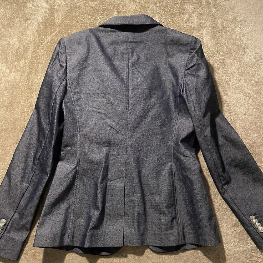 Brooks Brothers Women’s Navy Cotton Single Breasted Blazer Size 4 Silver Buttons - Image 5