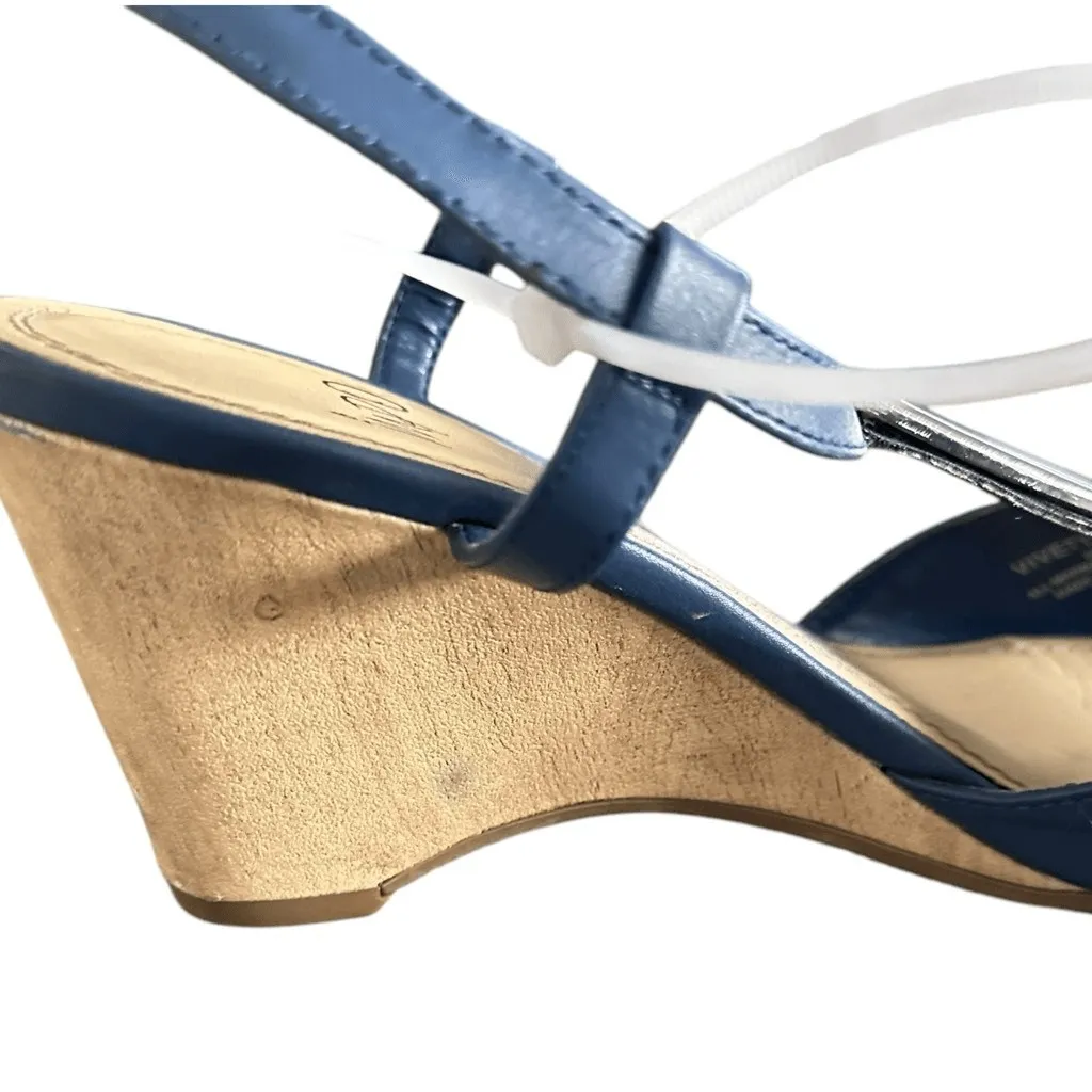 Vivette Impo Wedge Sandals Womens Size 7.5M Strapping Silver Buckle 3" Heel - Image 6