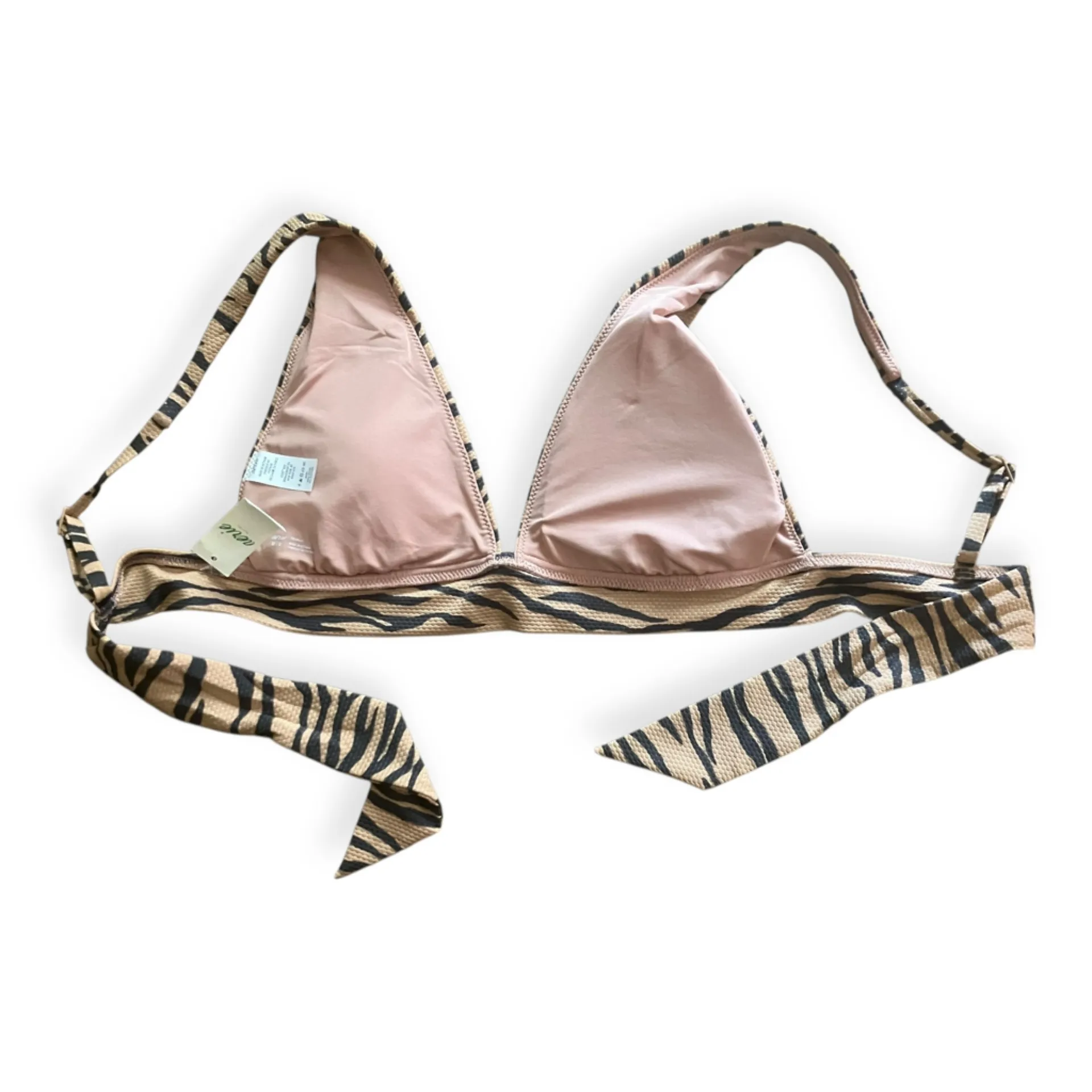 Aerie Womens Brown Tiger Striped Triangle Pique Bikini Swim Top - Image 5