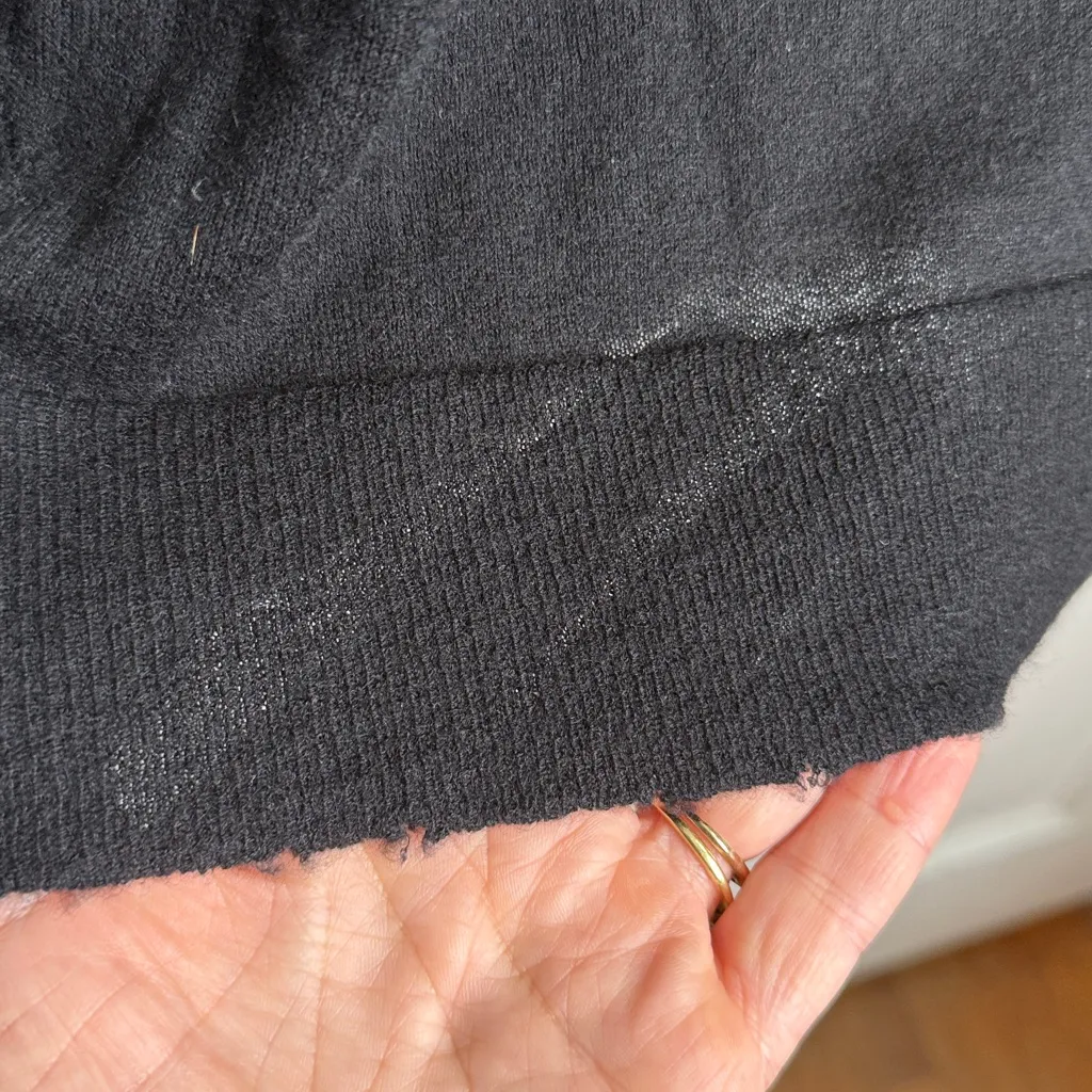 Zadig & Voltaire Black Cashmere Sweater with Silver Rhinestone Skull W1959 Sz L - Image 8