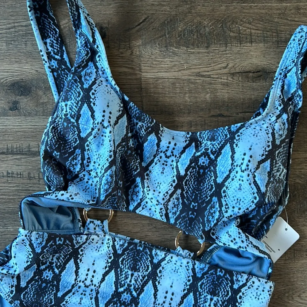 NWT Rachel Roy| Denim High Leg Cutout Monokini Swimsuit sz Large - Image 2