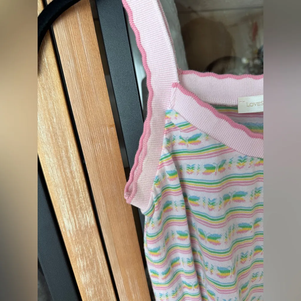 LoveShackFancy Maven tank top knit butterflies striped scalloped pastel - Image 9