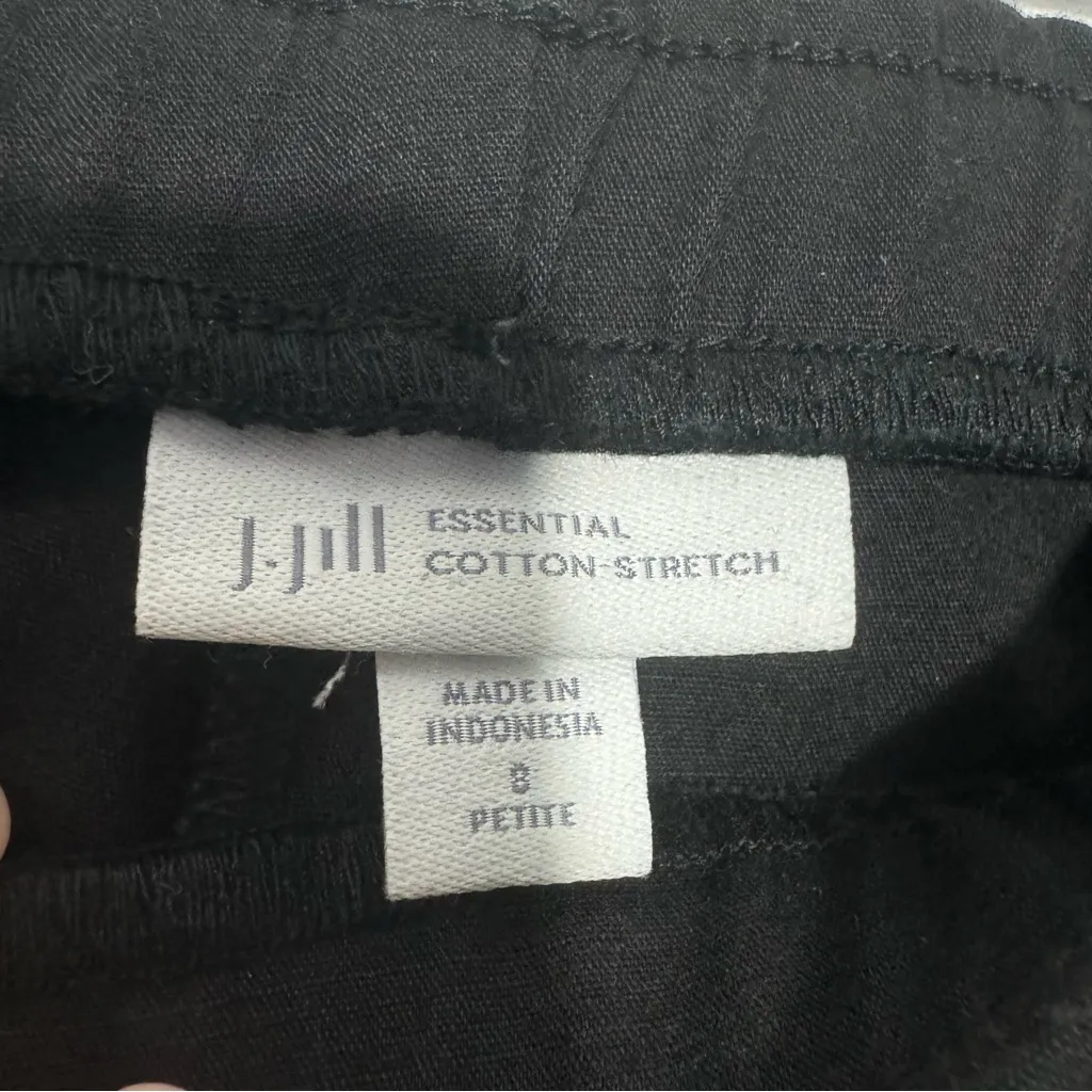 J. Jill Essential Cotton Stretch Pants In Black Side Zip Pockets Size 8 Petite - Image 8