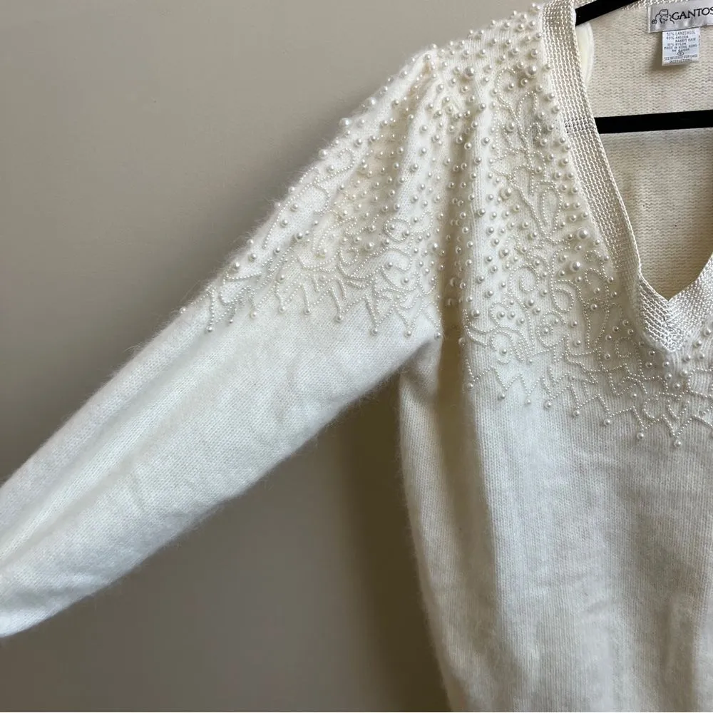 Vintage Gantos Beaded lambswool & Angora Sweater Y2K Size Small - Image 5