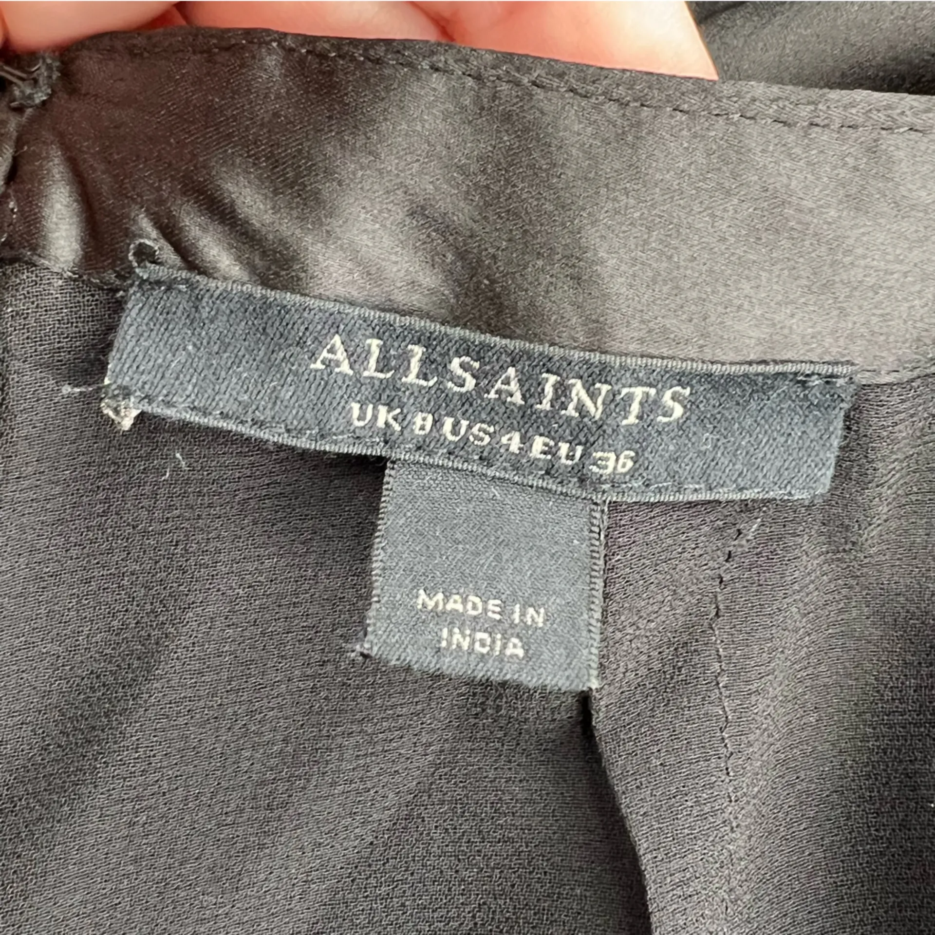 All Saints Black Satin Flora Skirt Sz 4 - Image 7