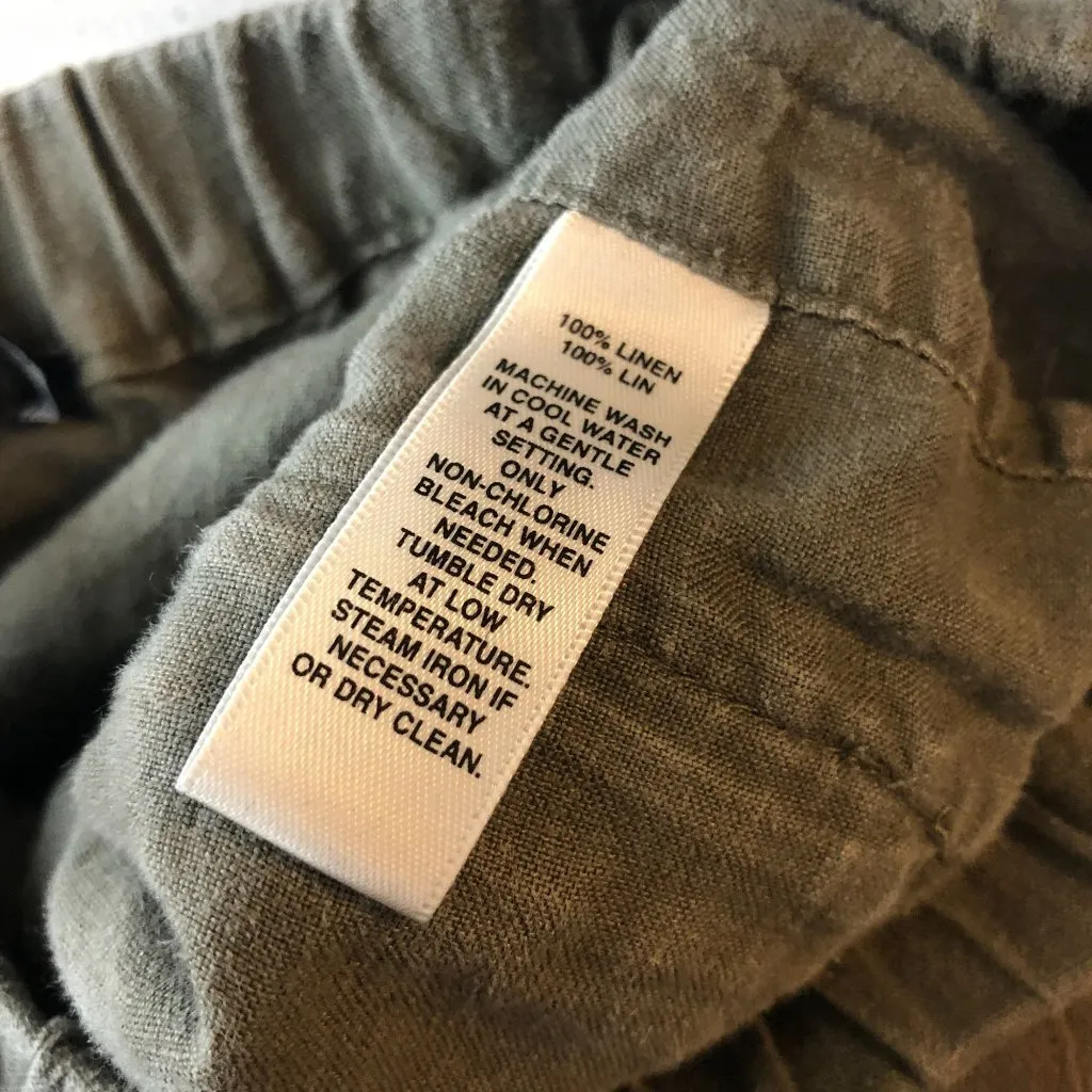 Saks Fifth Avenue Womens Shorts Pull On Linen Zip Pockets Olive Green L - Image 4