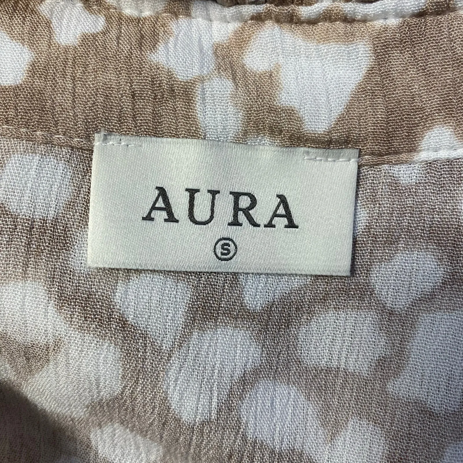 Aura Tan Polka Dot Long‎ Sleeve Ruffled Mini Dress Size S Business Casual Boho - Image 2