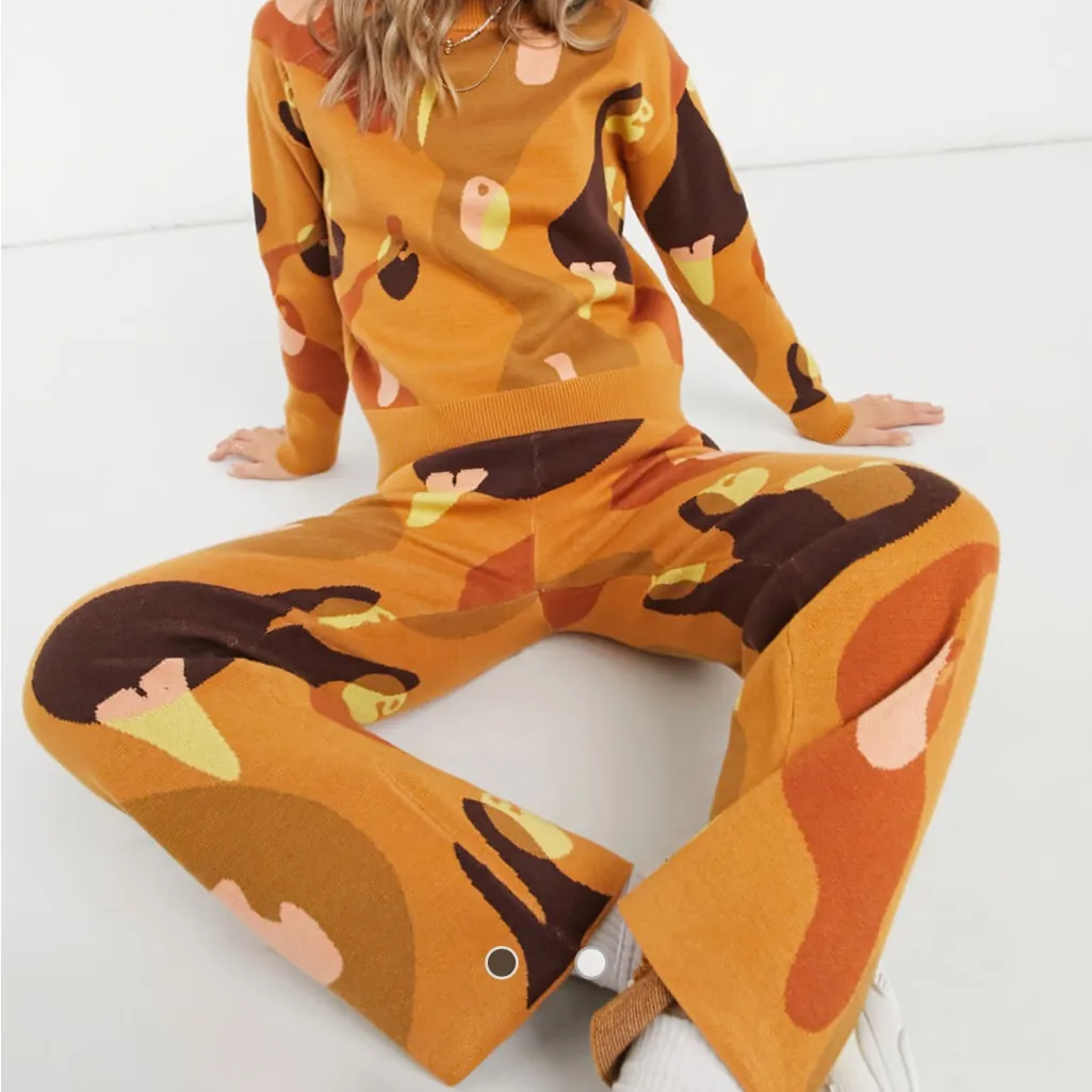 Never Fully Dressed Love Retro Influencer Knit Woven Mod Pull On Pants Sz 4 🧡🎀 Brown - Image 4