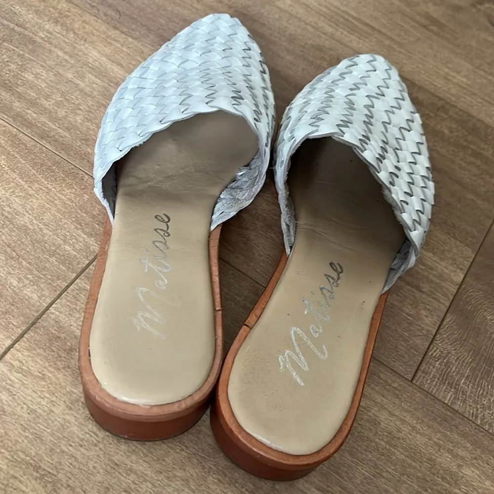 Matisse Woven Leather Mules White Size 7 - Image 5
