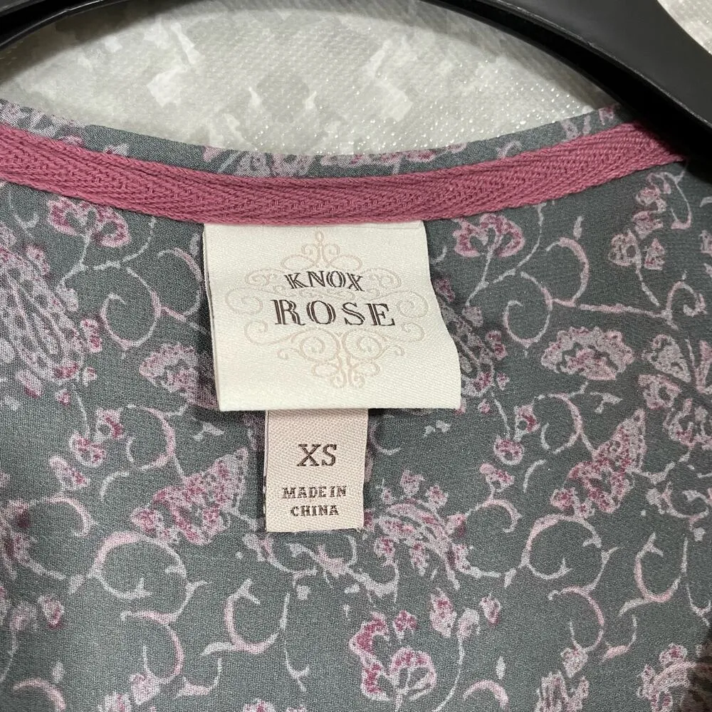 Knox Rose Women's Gray Velvet Trimmed Peasant Blouse - Size XS - Boho Chic Top - Image 4