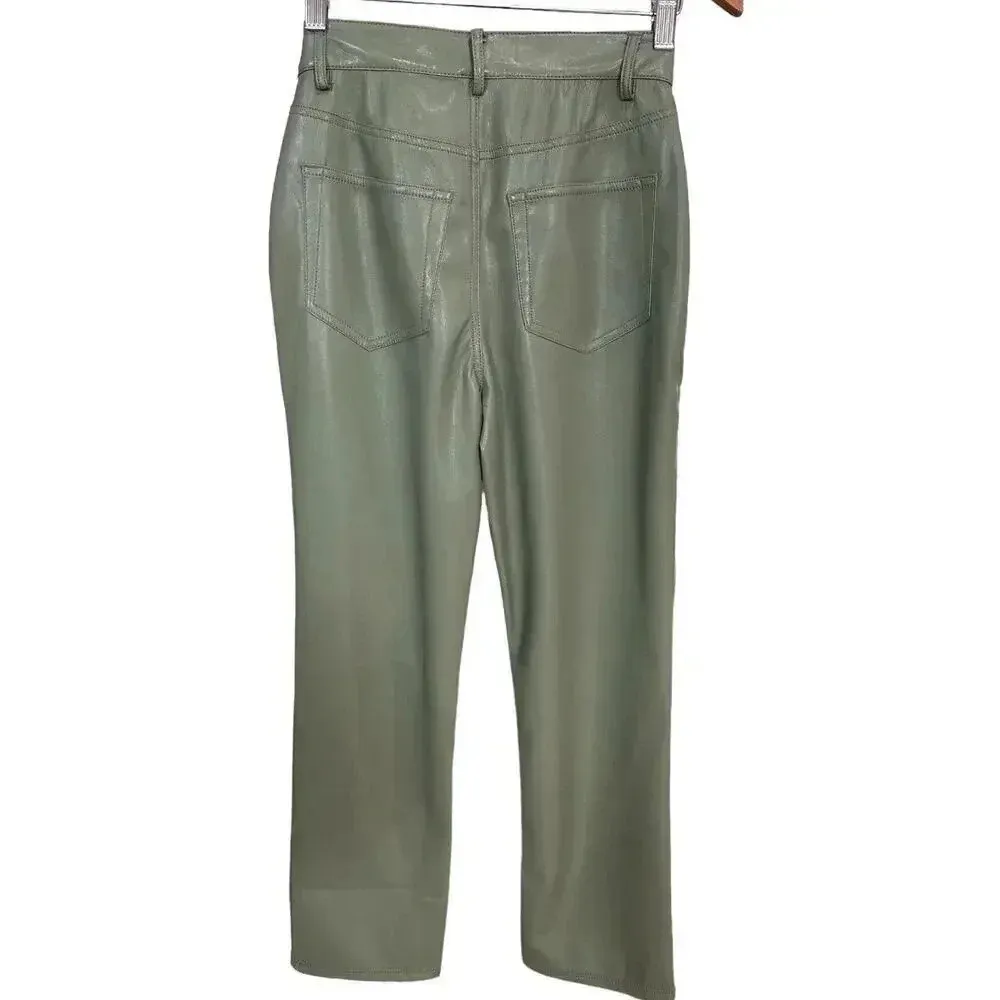 NWT! Jonathan Simkhai RIVER VEGAN LEATHER PANT in seagrass Green Size 0 - Image 5