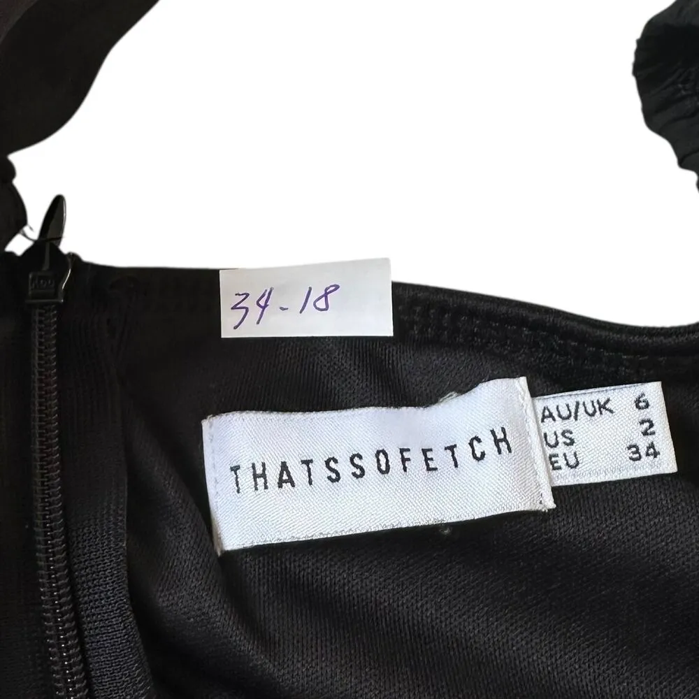 That's So Fetch Black Lined Ruched Mini Bodycon Dress Women Size 2 | 34 - Image 4