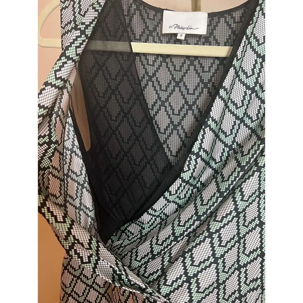 3.1 Phillip Lim Sleeveless Silk Geometric Dress Sz. 8 - Image 5