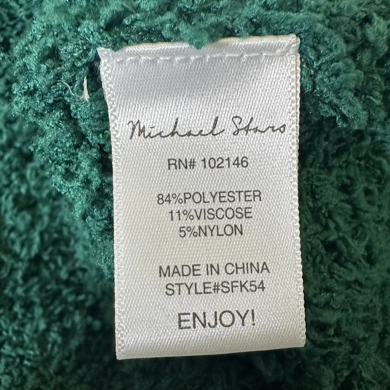 Michael Stars Sweater Womens L Green Boucle Knit Fuzzy Textured Cozy Pullover - Image 6