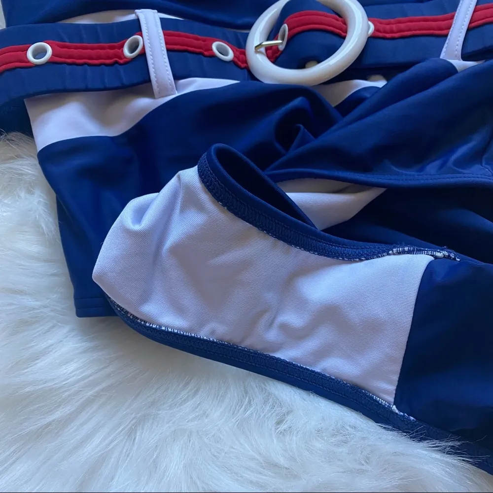 Venus  Retro Style Belted One Piece Halter Bathing Suit - Image 6