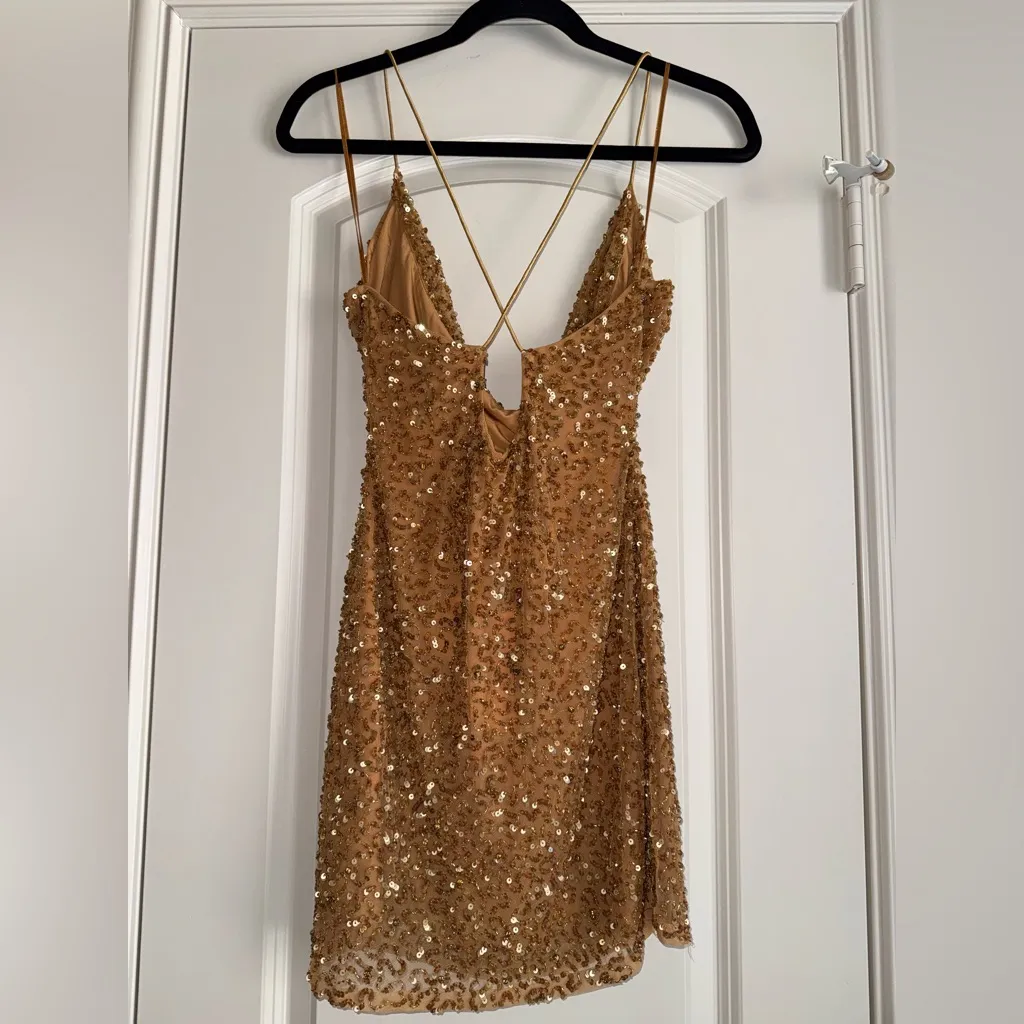NWT Retrofete Mich sequins dress size small Gold - Image 7