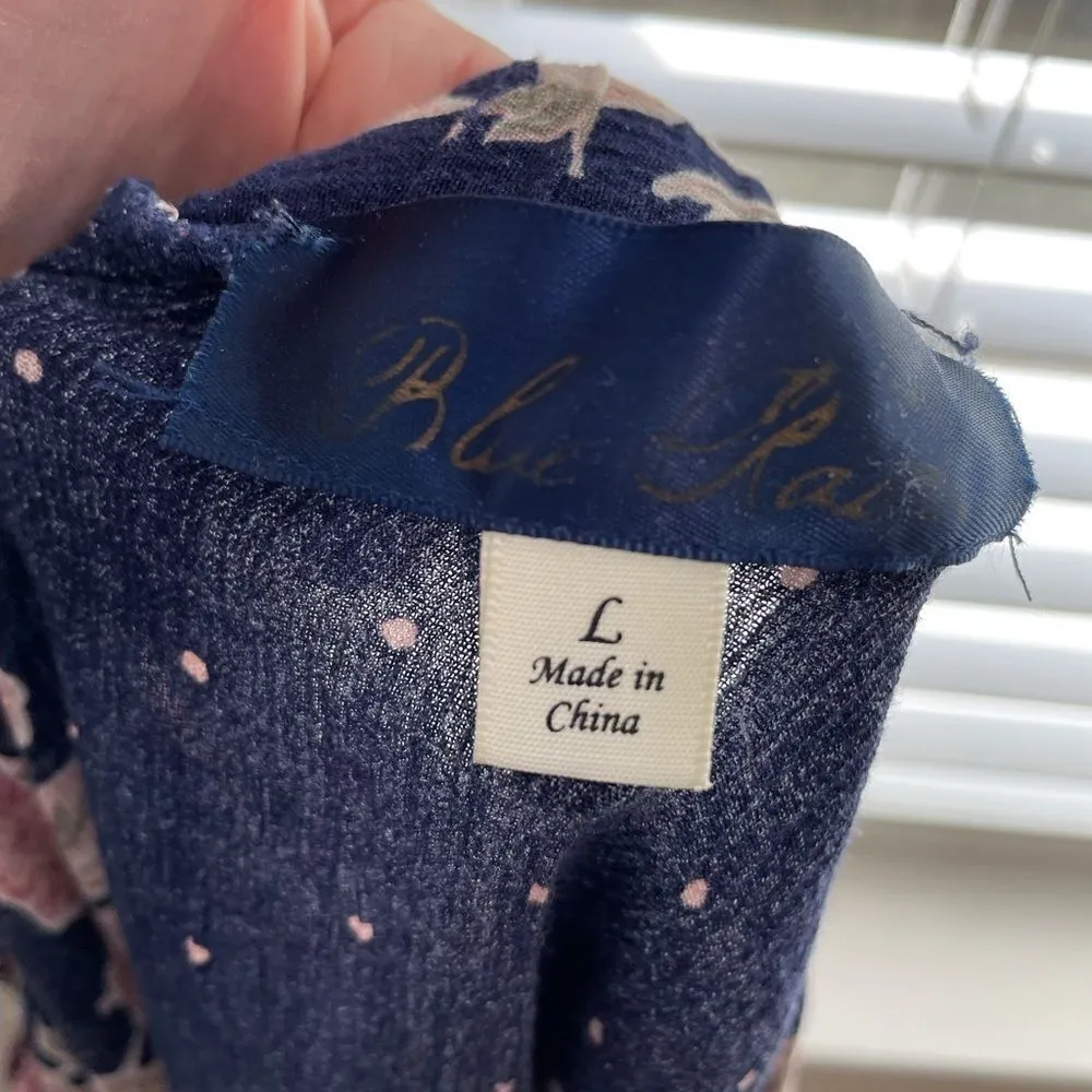 Francesca Floral Polka Dot Off Shoulder Batwing Top Blue Size M - Image 2