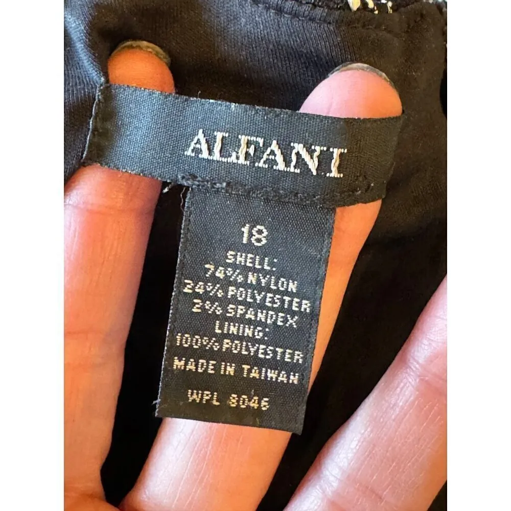 Alfani Dress Womens 18 Black White Embroidered‎ Short Sleeve Fit And Flare Mini - Image 7