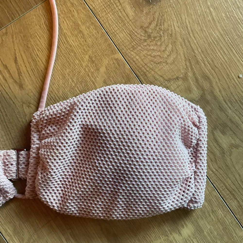 🩵 Victoria Secret Pink With Silver Glitter Thread Bandeau Bikini Top Size Large - Image 3