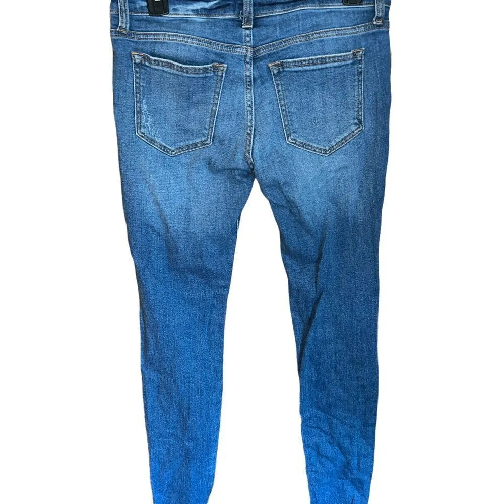 Sneak Peek medium wash distressed skinny jeans with raw gems size 7 Blue - Image 9