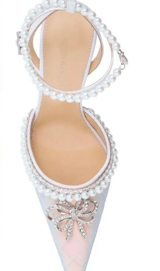 Bow of Elizabeth Imitation Pearl Pointed Toe Pump - Image 2