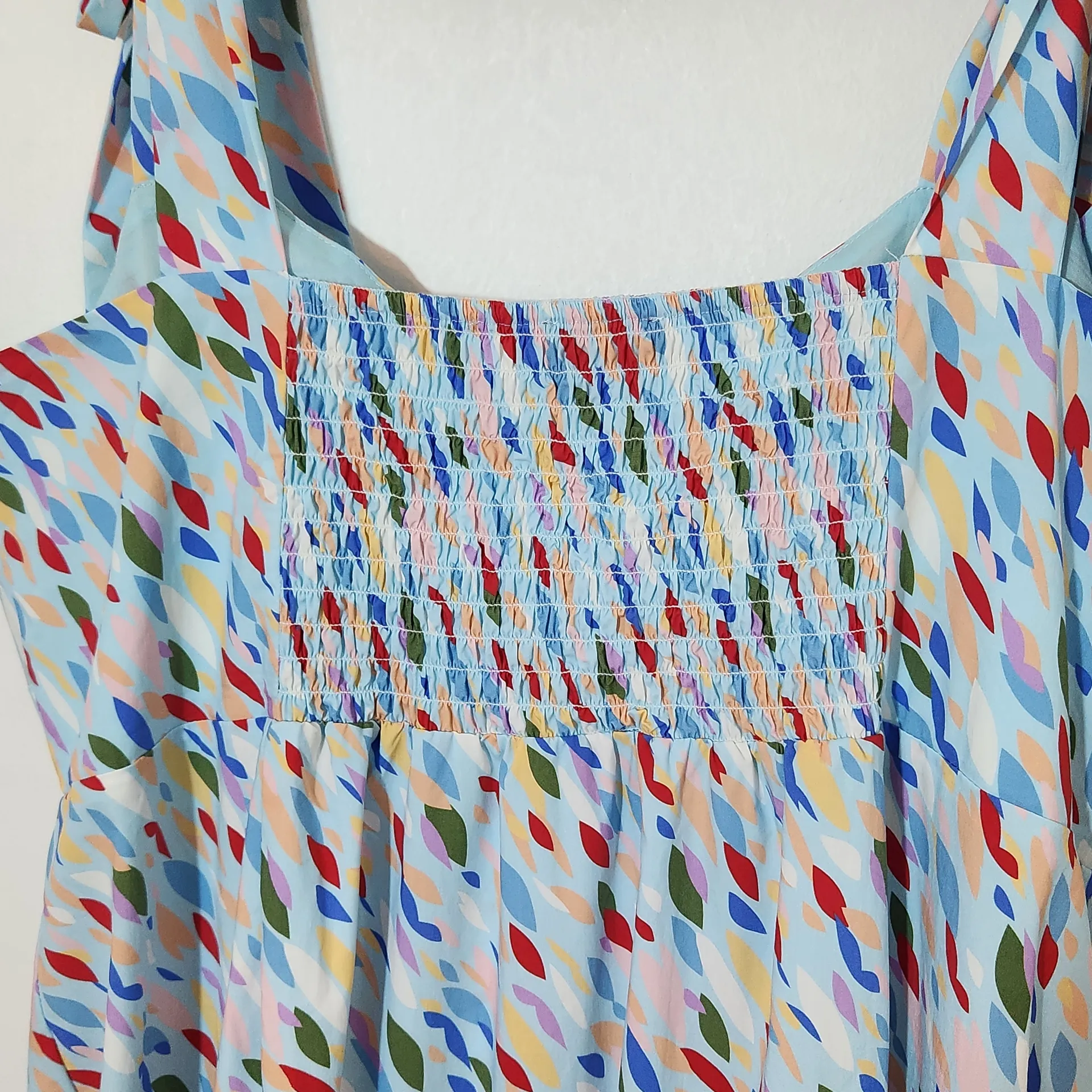 Eloquii Blue Confetti Multicolor Sleeveless Sun Dress Size 20 Blue Midi Dress - Image 6