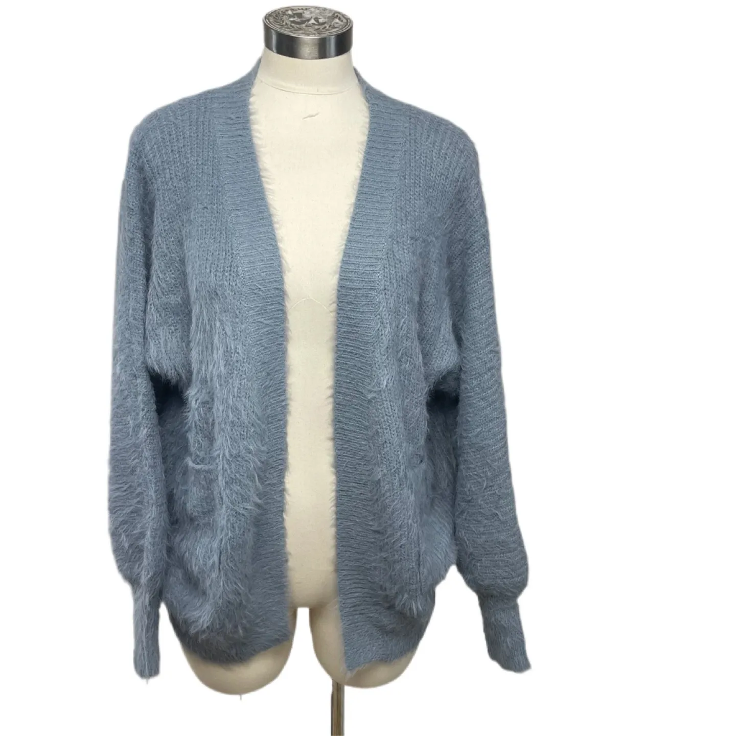PINCH Fuzzy Knit Open Front Cardigan Sweater – Women's Small/Medium Blue - Image 2