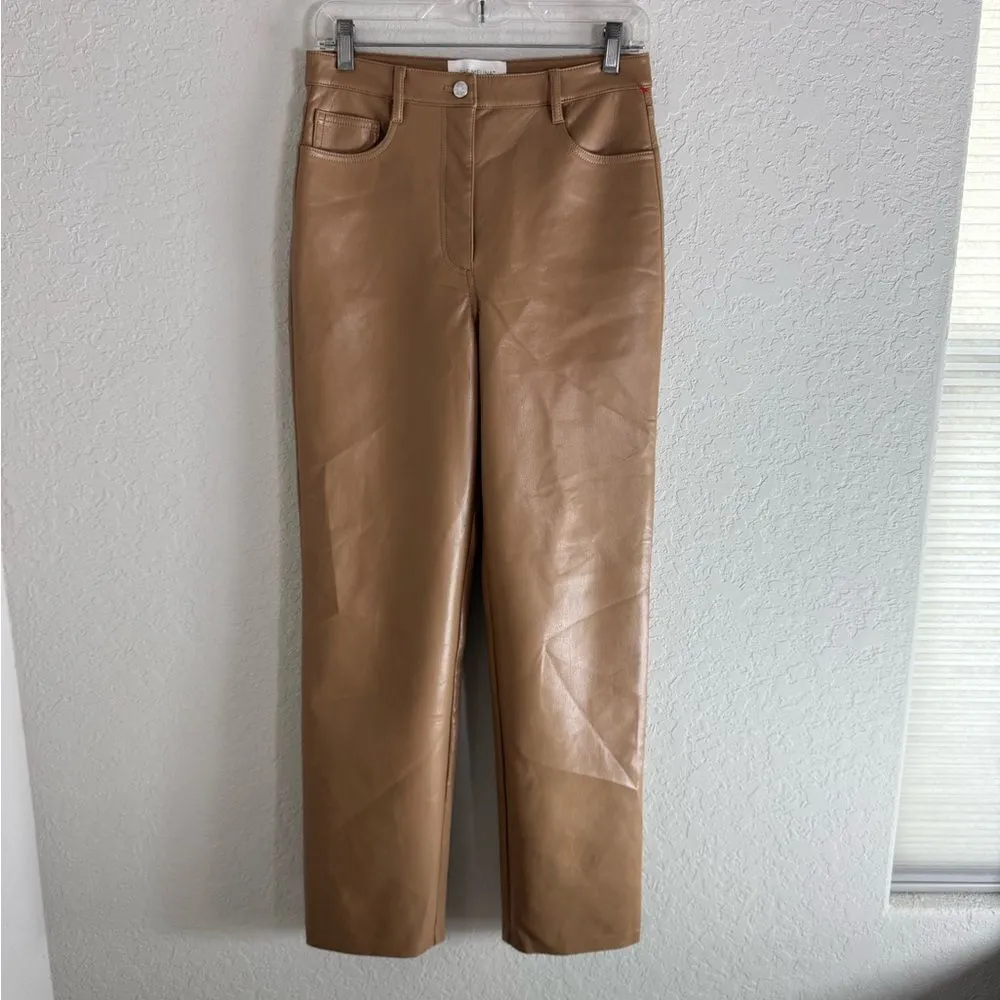 Aritzia The Melina Vegan Leather Pants Camel Size 6 Straight Leg - Image 2