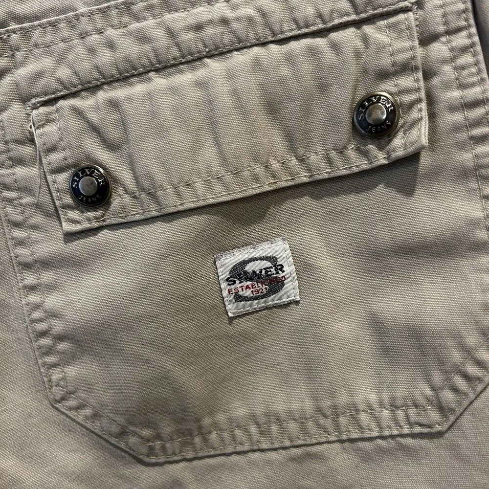 Vintage Silver 100% Cotton Khaki Shorts Size‎ 28 Made In Canada Y2k Tan - Image 6