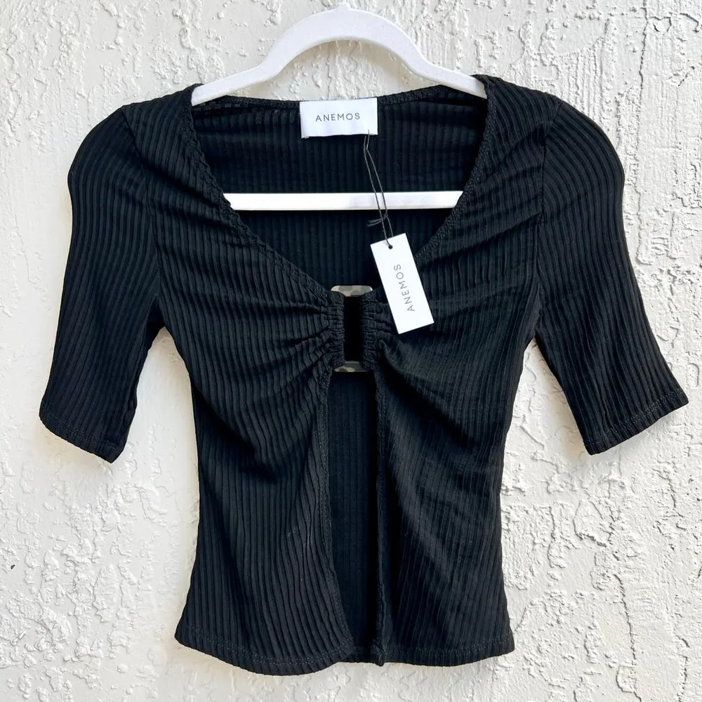 NWT Anemos The Ribbed Short Sleeve V - Image 3