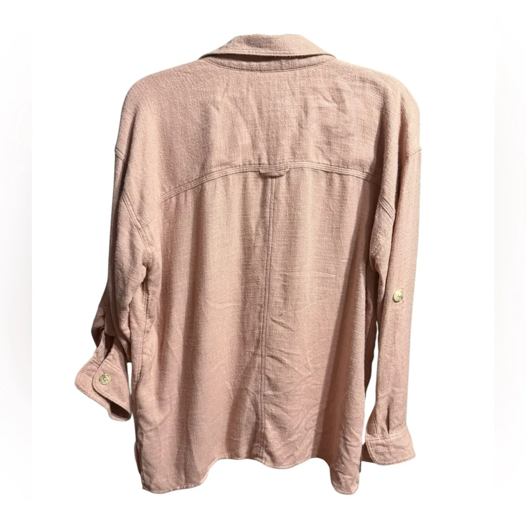 American Eagle Pink Terracotta Button Down Long Sleeve Shirt Women’s Sz M Y2K - Image 2