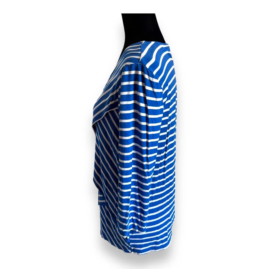 Chico's Womens Top Sz 1 M‎ 8 Blue White Miraculous Stripe Tiered Knit - Image 11