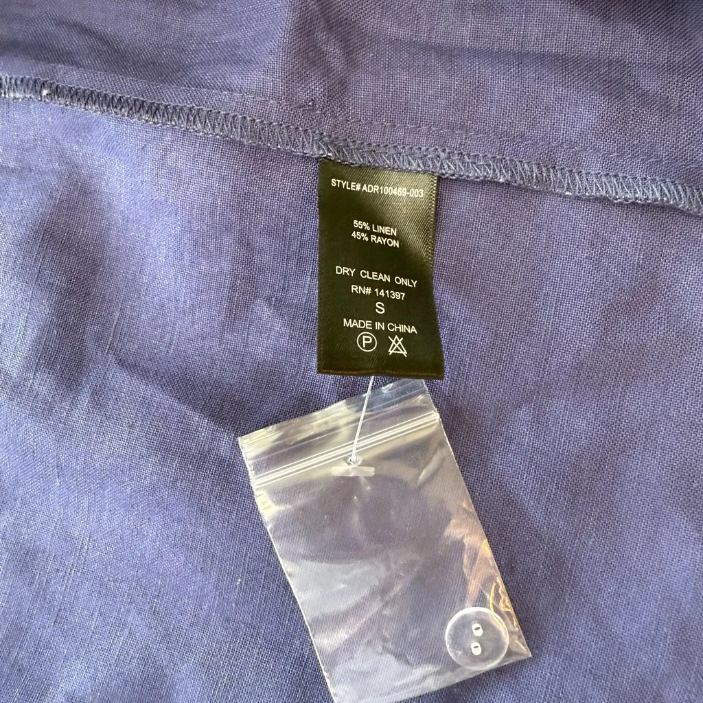 ASTR  The Label navy blue Linen‎ Blend Wrap Midi Dress small - Image 3