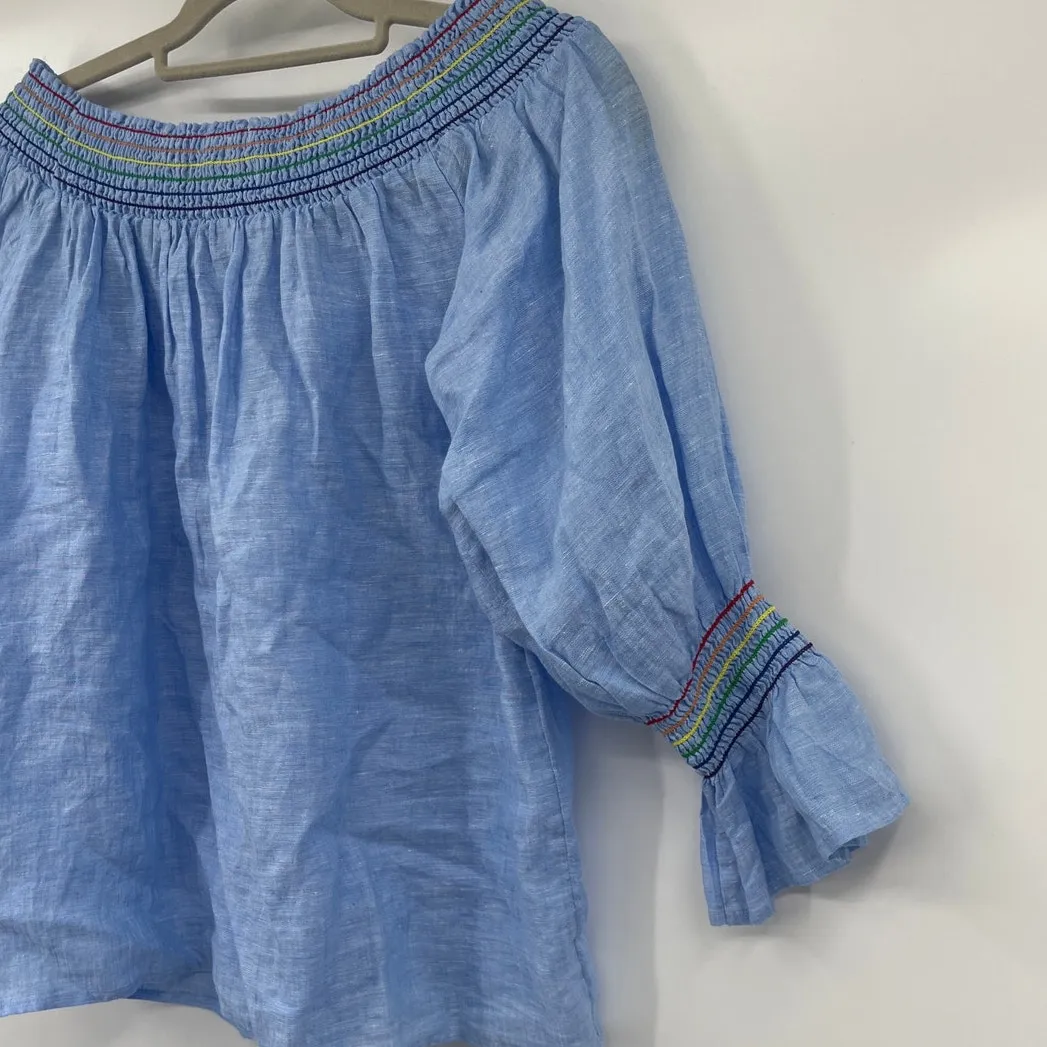 C&C California Linen Off Shoulder Womens Top Sz M Rainbow Cottage Boho Festival - Image 10