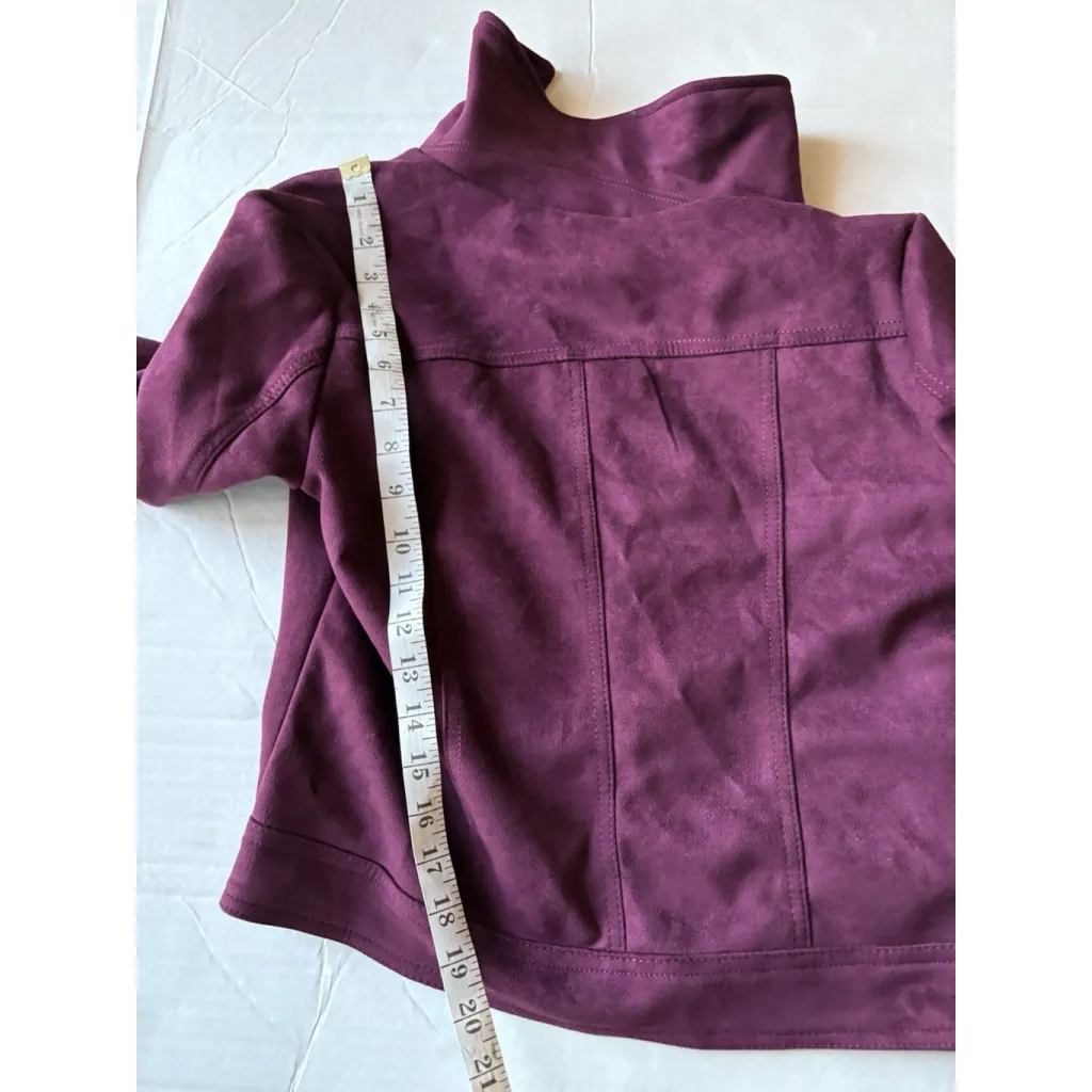 Philosophy Faux Suede Leather Moto Jacket Mulberry Purple Size XS Open Front - Image 9