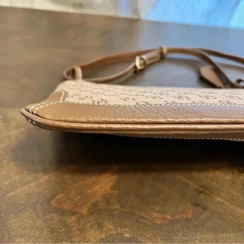 Monogram Dooney & Bourke Slim Zip Top Shoulder Bag Brown Taupe Leather Mocha - Image 12