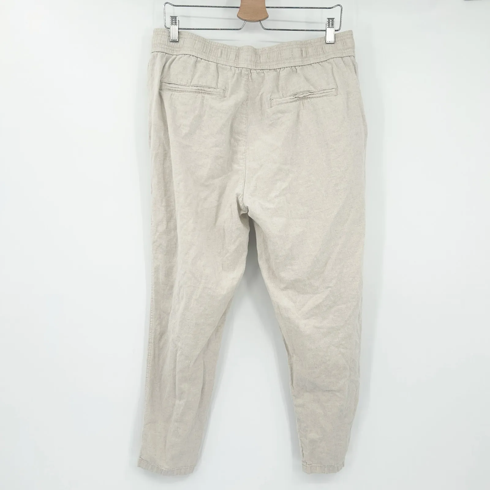 Zara Womens Casual Beachy Linen Blend Elastic Waist Pull On‎ Pants Size XL Beige - Image 8