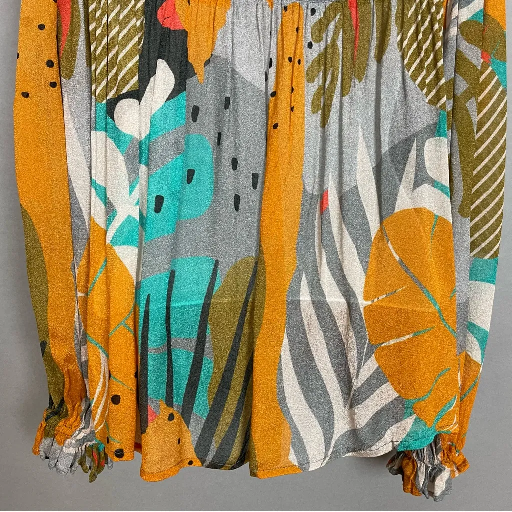 Anthropologie Bl-nk Miranda Peasant Blouse Colorful Abstract Print Size XS Women - Image 8