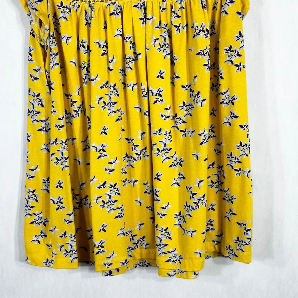 Crown Ivy Small Top Yellow Floral Pompoms Sleeveless‎ Ruffled Eyelet A Line 1442 - Image 3