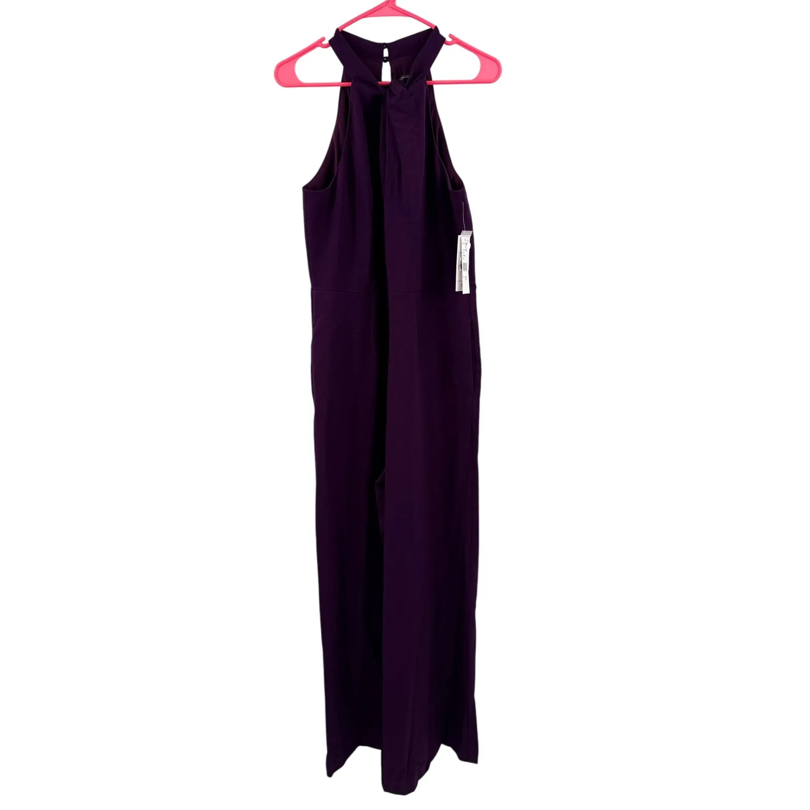 JULIA JORDAN Jumpsuit Size 10 NWT Plum Sleeveless Wide Leg Cocktail Halter Neck - Image 3