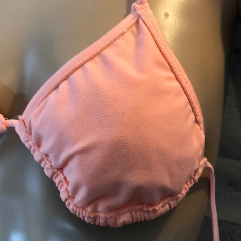 OP  Peach Triangle String Halter Top Bikini Jrs Small - Image 14