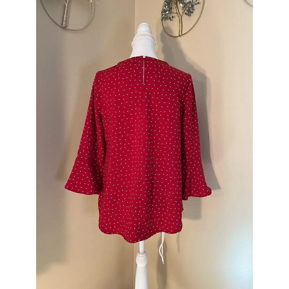 Tommy Hilfiger Red 3/4 Bell Sleeve Blouse XS - Image 5