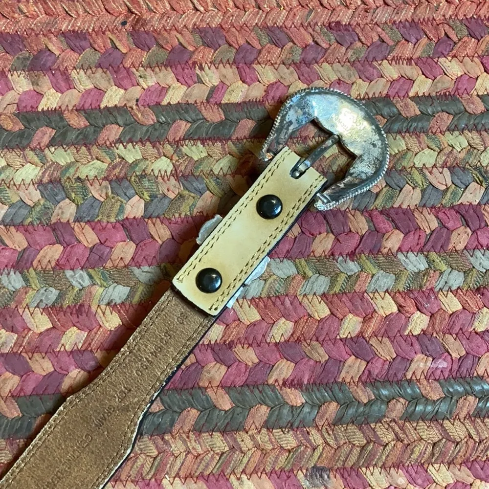 RETRO Y2K CRUEL GIRL BROWN LEATHER WESTERN BELT Tan - Image 3