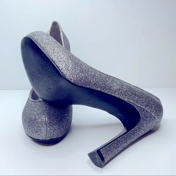 AQUA Silver Glitter High Heels Platform Shoes Size‎ 6.5 - Image 6